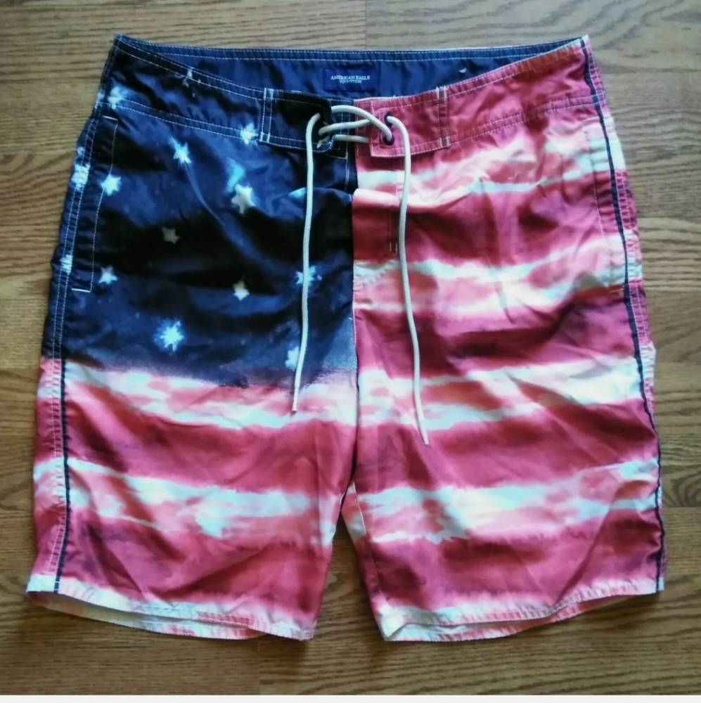 American Eagle Flag Board Shorts Men's Size: M